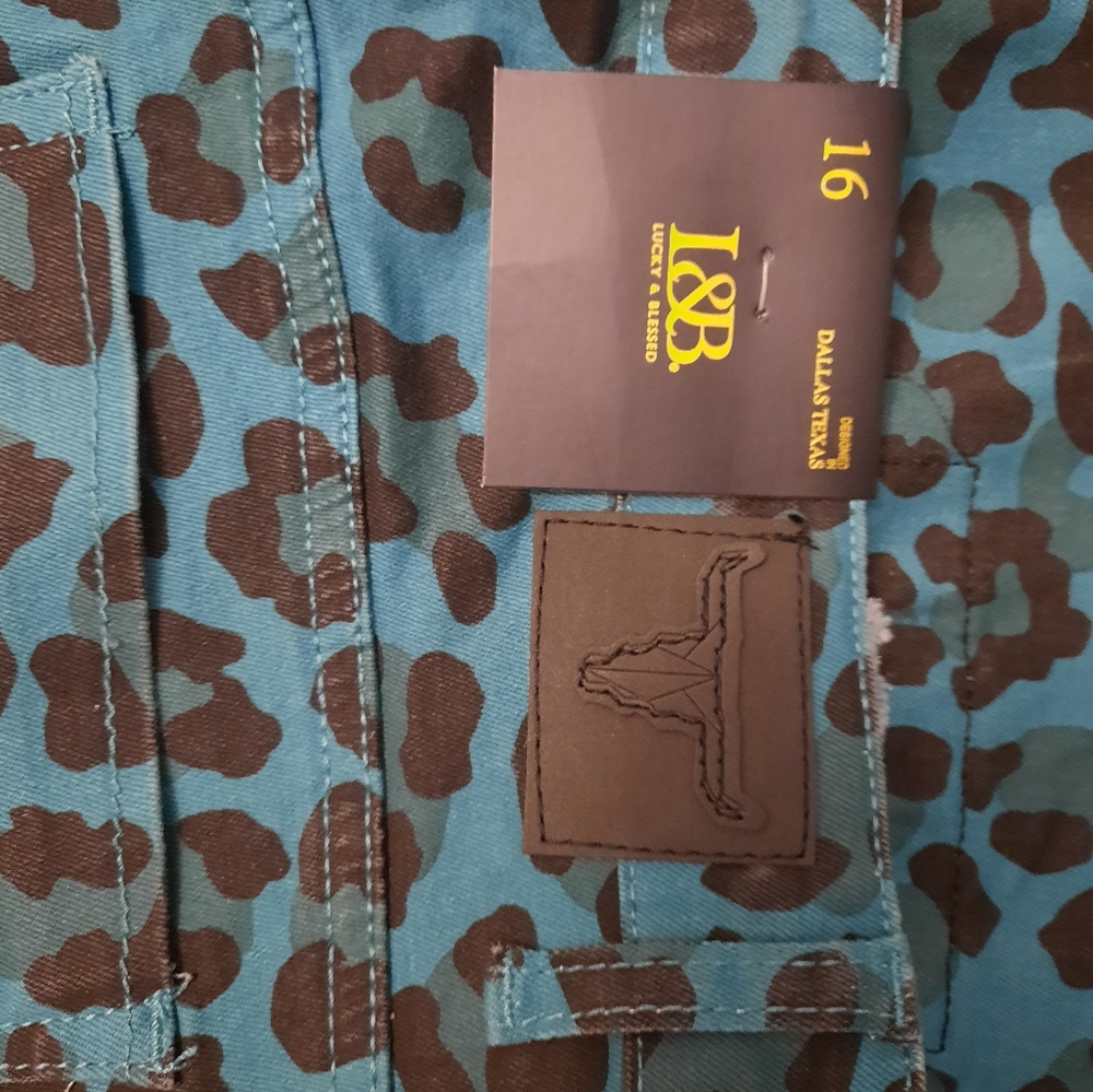 Womens size 16 L&B Blue Leopard Print Jeans - Picture 4 of 5